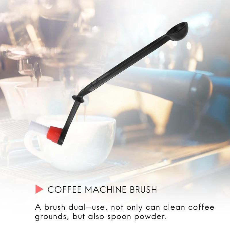 HOT2 In 1 Coffee Machine Brush Nylon Espresso Coffee Grinder Brushes Coffee Spoon Machine Group Head Kitchen Tools
